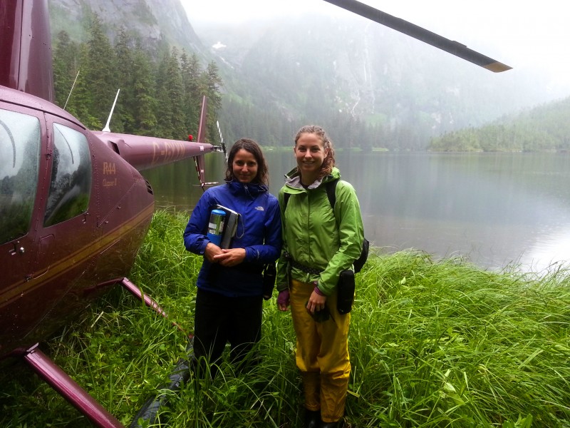 Marlie and Lia at a heli site - photo by Don Arney