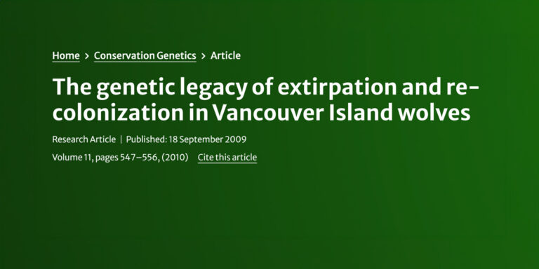 The genetic legacy of extirpation and recolonization in Vancouver Island Wolves.