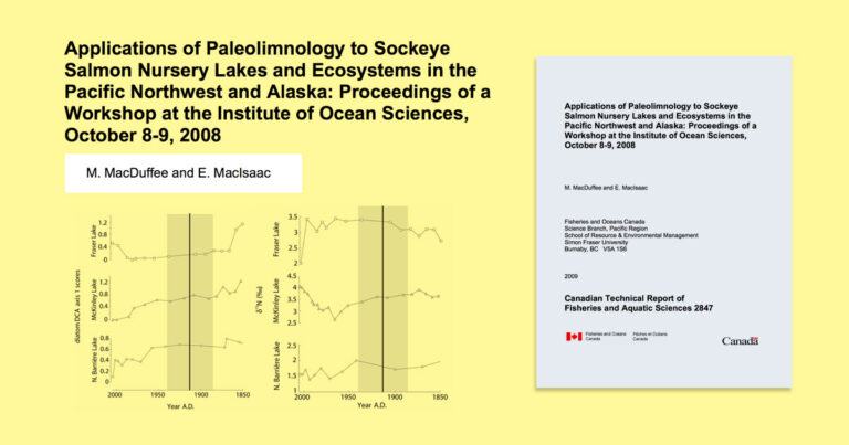 Applications of Paleolimnology to Sockeye Salmon Nursery Lakes and Ecosystems, cover report image.