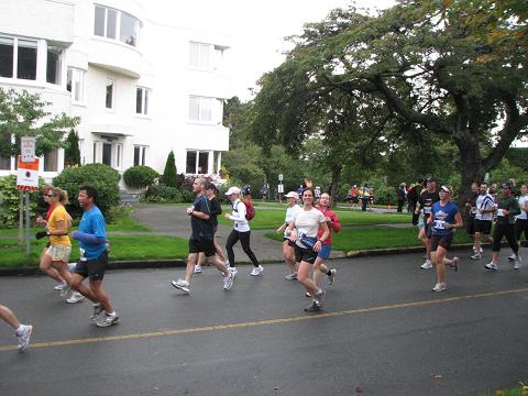 A group of people running in a race.
