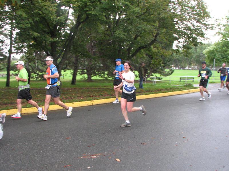 A group of people running.
