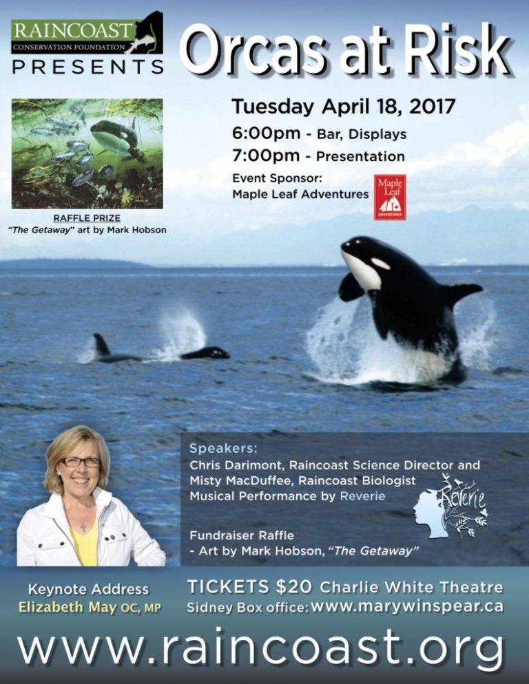 Orcas at Risk: April 18, Mary Winspear Centre, Sidney, BC