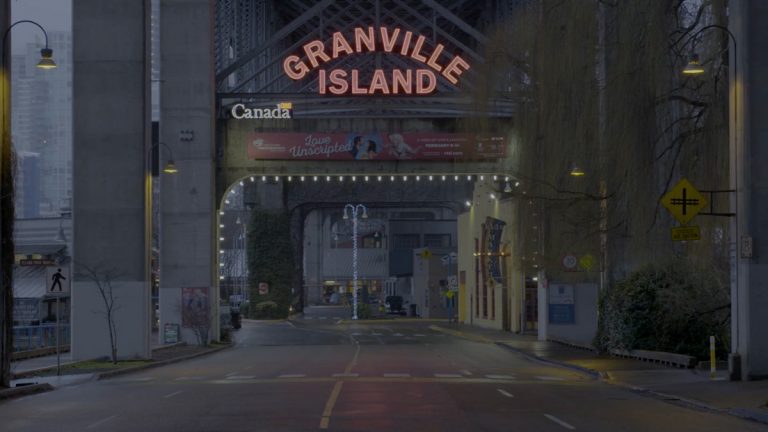 The entrance to Granville Island has a sign up that says, "Granville Island."