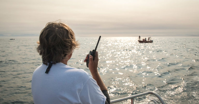 Jeff Foster of The Whale Sanctuary project coordinates the release of live fish during a trial.