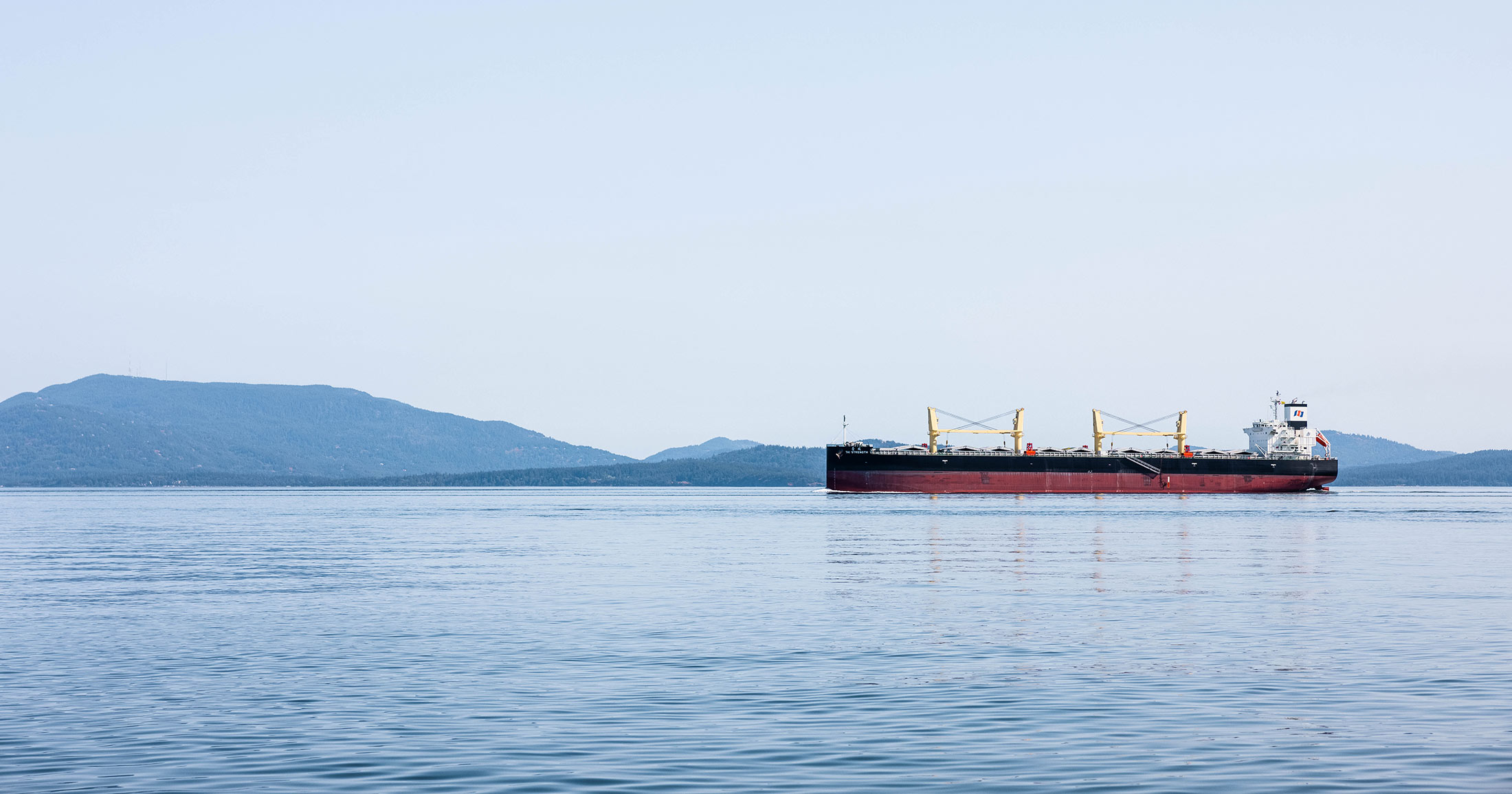 An oil tanker at rest off the BC coast.