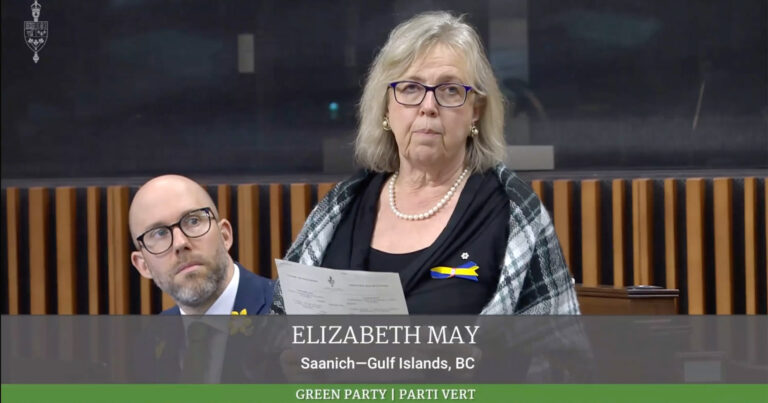 Despite a green light from Cabinet, Elizabeth May presents petition on Roberts Bank terminal expansion in the House of Commons