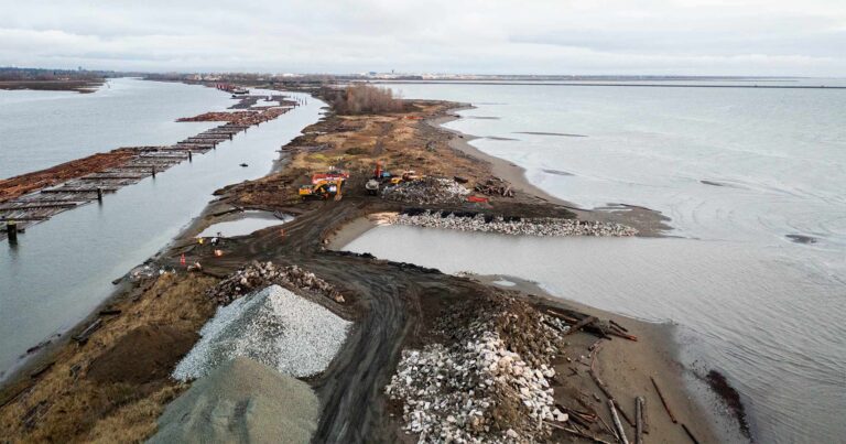 North Arm jetty breach site 2 under construction.
