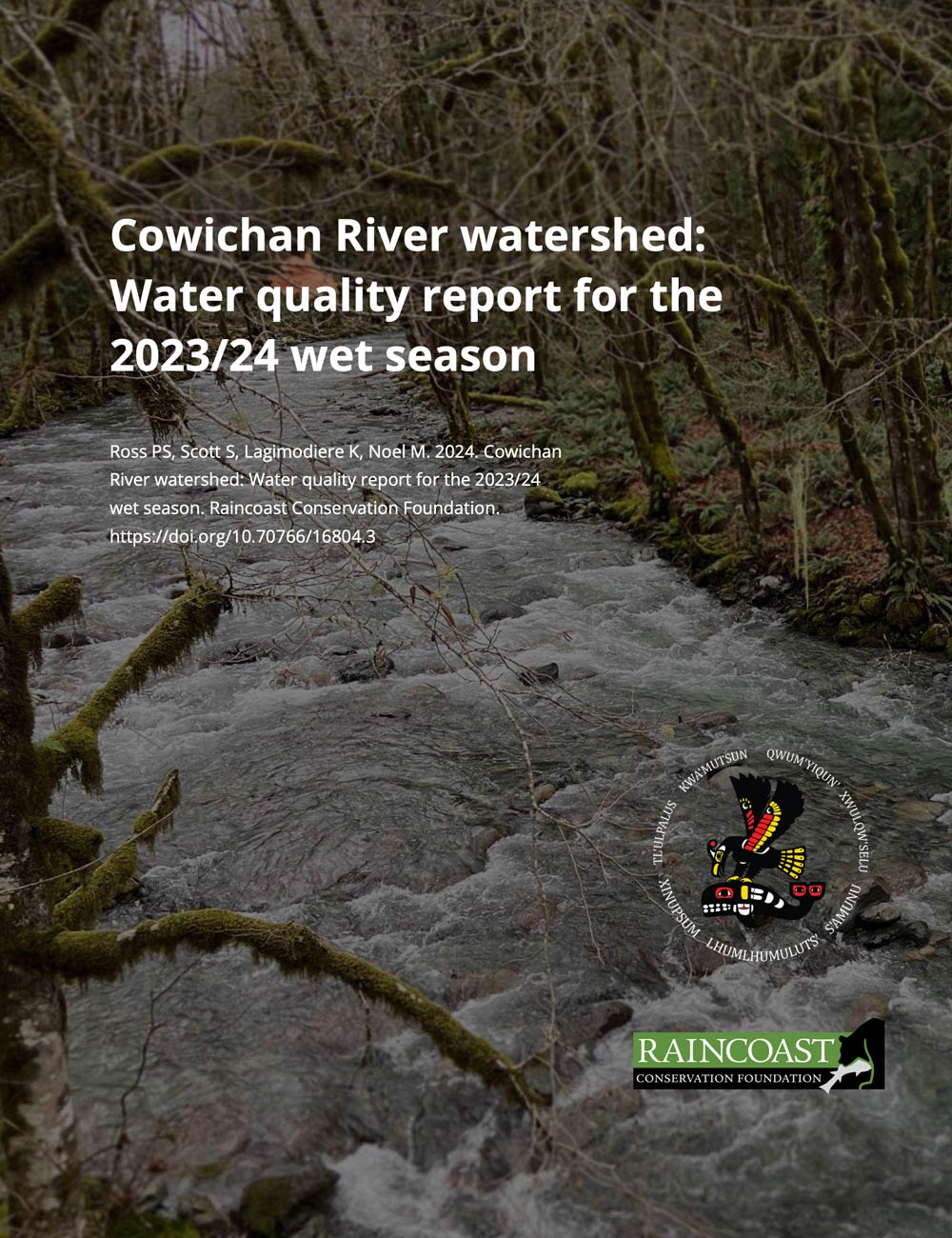 Cowichan River watershed: Water quality report for the 2023/24 wet season, cover.