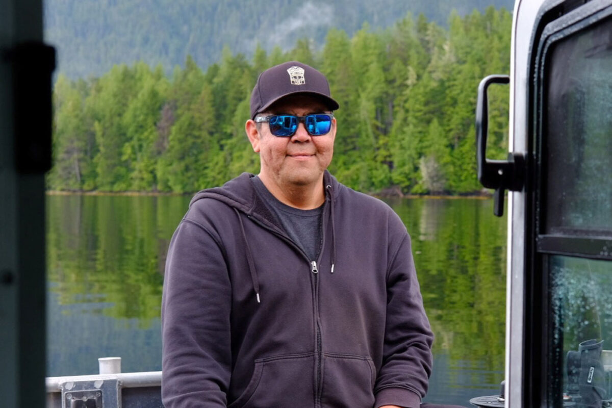 Skipper Wally Campbell on our research vessel, Kwahnesum.