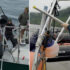 Suzie and Valeria whack the pole on Achiever during observations.
