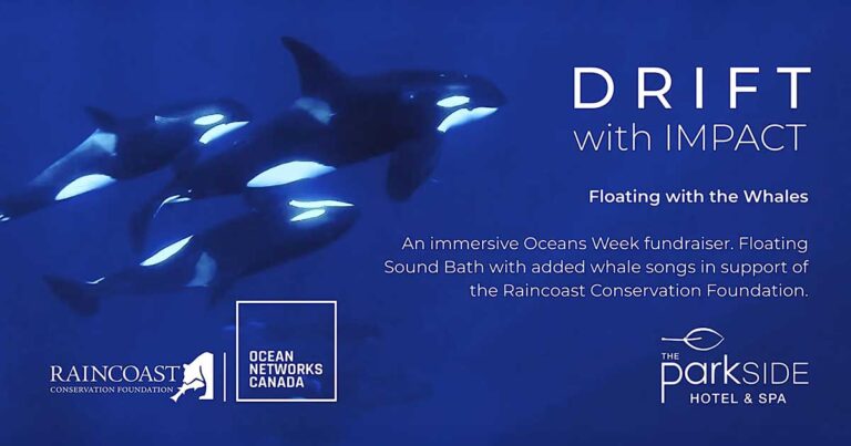 DRIFT with Impact, Floating with the Whales, with Raincoast and Ocean Networks Canada, at the Parkside Hotel and Spa.