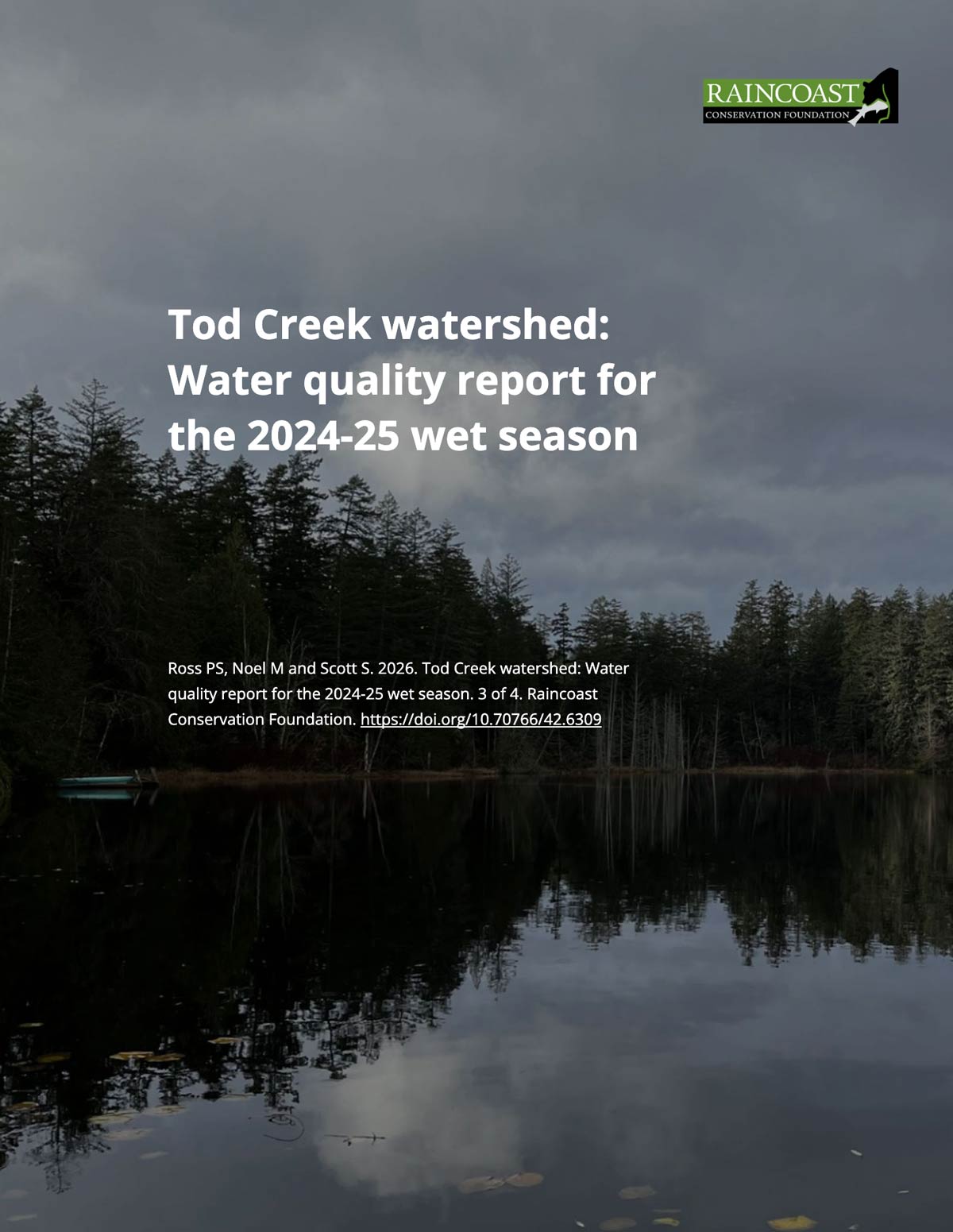 Report cover for the Tod Creek watershed: Water quality report for the 2024-25 wet season.