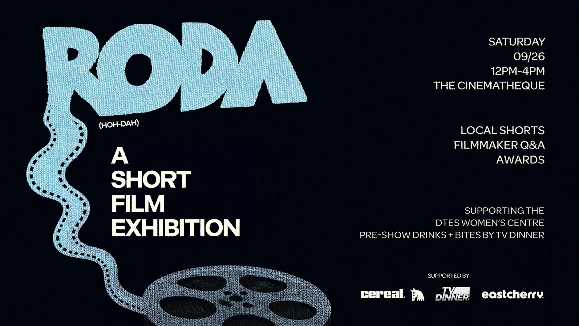 RODA short film exhibition poster, Vancouver, Saturday September 26th.