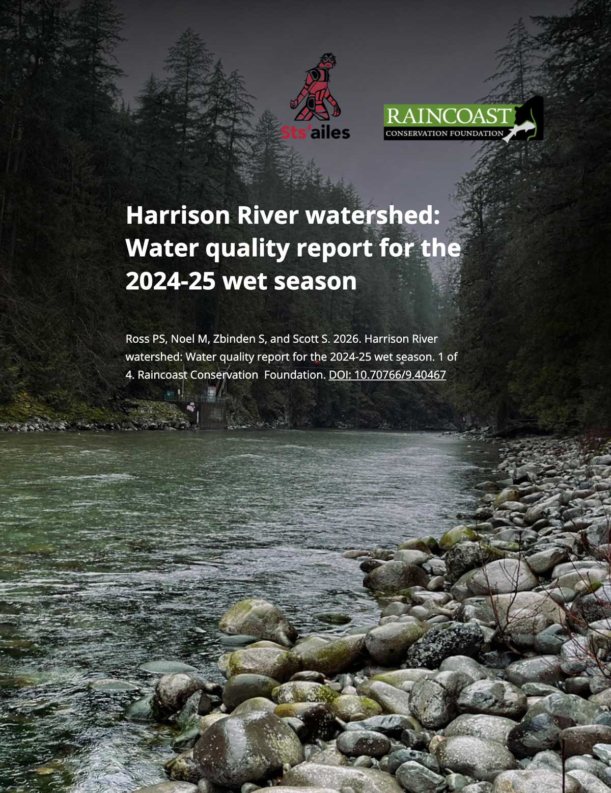 Report cover over the Harrison river: Harrison River watershed: Water quality report for the 2024-25 wet season.