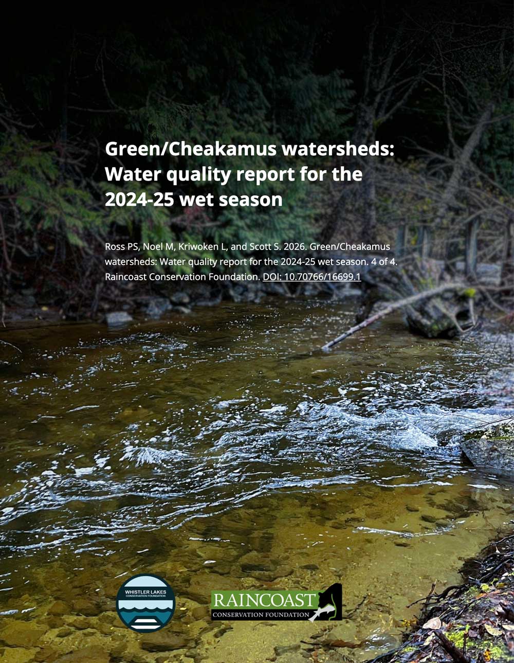 Report cover: Green / Cheakamus watersheds: Water quality report for the 2024-25 wet season.